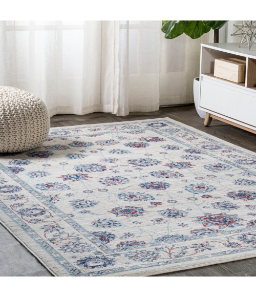 MODERN PERSIAN Area Rug Modern Vintage Moroccan Traditional Ivory/Blue/Red 4 ft. x 6 ft. Area Rug