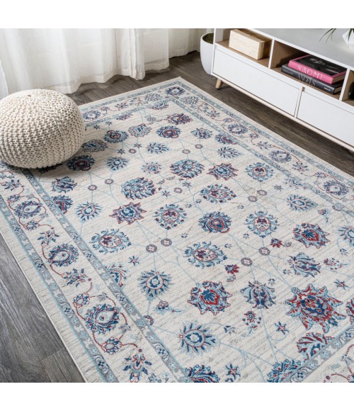 MODERN PERSIAN Area Rug Modern Vintage Moroccan Traditional Ivory/Blue/Red 4 ft. x 6 ft. Area Rug