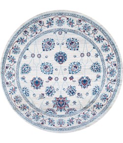 Jonathany Modern Persian MDP101D Ivory/Blue/Red Area Rug 6 ft. 7 in. X 6 ft. 7 in. Round