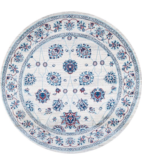 MODERN PERSIAN Area Rug Modern Vintage Moroccan Traditional Ivory/Blue/Red 6' Round Area Rug