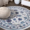 Jonathany Modern Persian MDP101D Ivory/Blue/Red Area Rug 6 ft. 7 in. X 6 ft. 7 in. Round