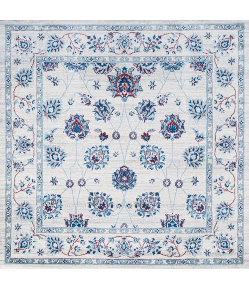 MODERN PERSIAN Area Rug Modern Vintage Moroccan Traditional Ivory/Blue/Red 5' Square Area Rug