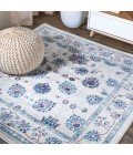 MODERN PERSIAN Area Rug Modern Vintage Moroccan Traditional Ivory/Blue/Red 5' Square Area Rug