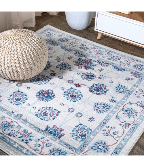 MODERN PERSIAN Area Rug Modern Vintage Moroccan Traditional Ivory/Blue/Red 5' Square Area Rug