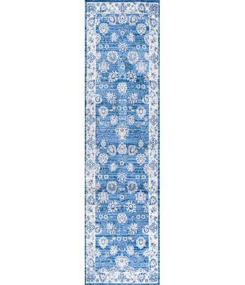 MODERN PERSIAN Area Rug Modern Vintage Moroccan Traditional Blue/Ivory 2 ft. x 10 ft. Runner Rug