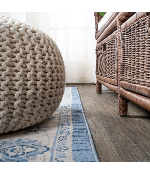 MODERN PERSIAN Area Rug Modern Vintage Moroccan Traditional Blue/Ivory 2 ft. x 10 ft. Runner Rug