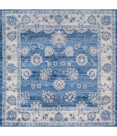 MODERN PERSIAN Area Rug Modern Vintage Moroccan Traditional Blue/Ivory 5' Square Area Rug