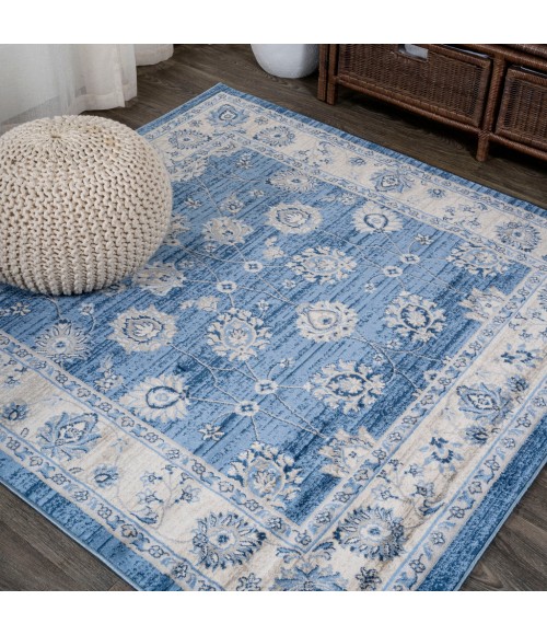 MODERN PERSIAN Area Rug Modern Vintage Moroccan Traditional Blue/Ivory 5' Square Area Rug