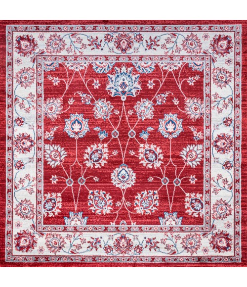 MODERN PERSIAN Area Rug Modern Vintage Moroccan Traditional Red/Ivory 5' Square Area Rug