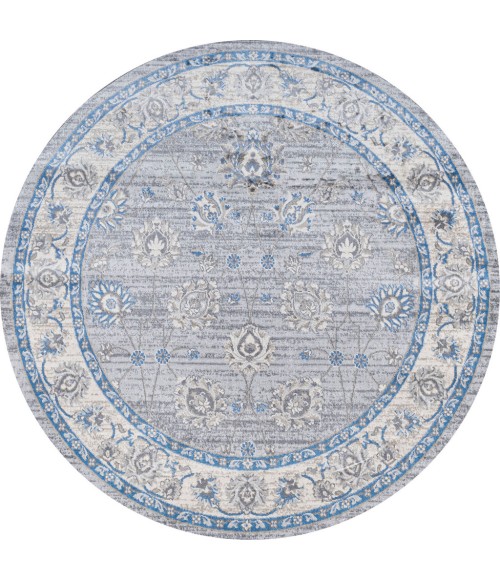 MODERN PERSIAN Area Rug Modern Vintage Moroccan Traditional Gray/Blue 6' Round Area Rug