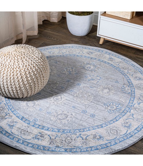 MODERN PERSIAN Area Rug Modern Vintage Moroccan Traditional Gray/Blue 6' Round Area Rug