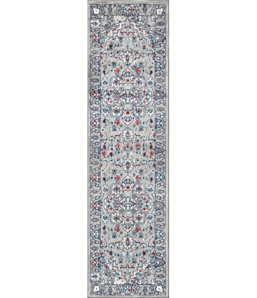 MODERN PERSIAN Area Rug Modern Vintage Medallion Light Grey/ Multi 2 ft. x 8 ft. Runner Rug