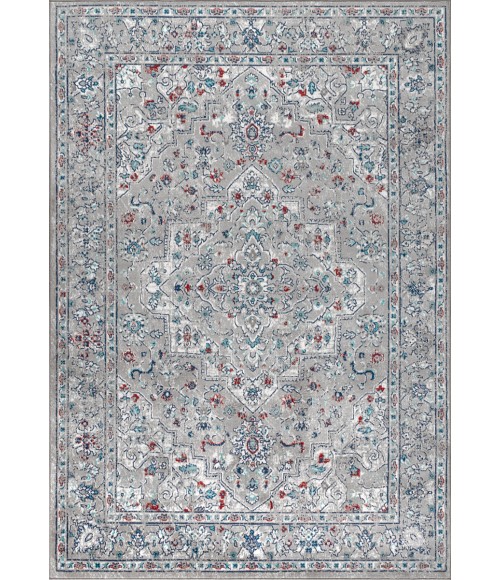 MODERN PERSIAN Area Rug Modern Vintage Medallion Light Grey/ Multi 5 ft. x 8 ft. Area Rug