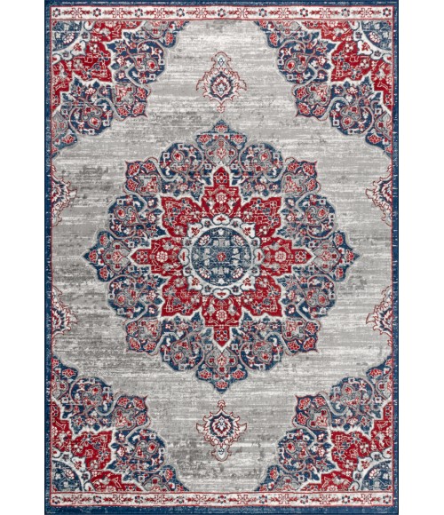 MODERN PERSIAN Area Rug Modern Vintage Medallion Navy/Red 5 ft. x 8 ft. Area Rug