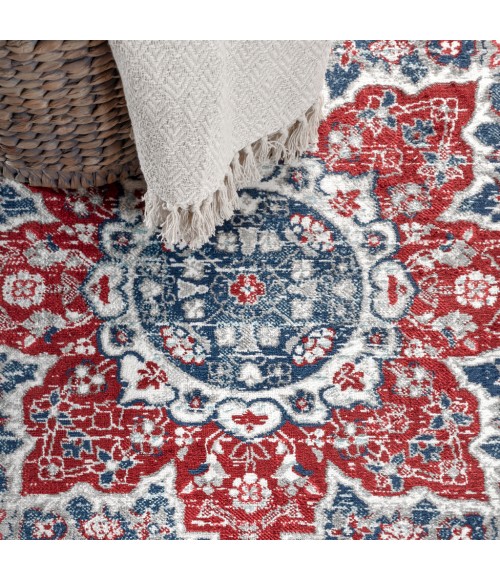 MODERN PERSIAN Area Rug Modern Vintage Medallion Navy/Red 5 ft. x 8 ft. Area Rug