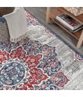 MODERN PERSIAN Area Rug Modern Vintage Medallion Navy/Red 5 ft. x 8 ft. Area Rug