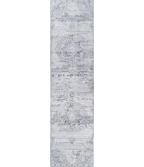 MODERN PERSIAN Area Rug Modern Vintage Moroccan Medallion Light Gray 2 ft. x 10 ft. Runner Rug