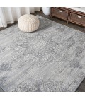 MODERN PERSIAN Area Rug Modern Vintage Moroccan Medallion Light Gray 5' Square Area Rug