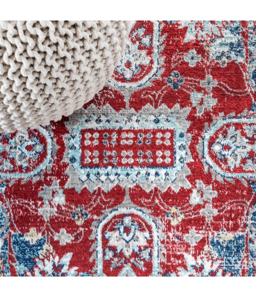 MODERN PERSIAN Area Rug Modern Vintage Medallion Red/Navy 3 ft. x 5 ft. Area Rug