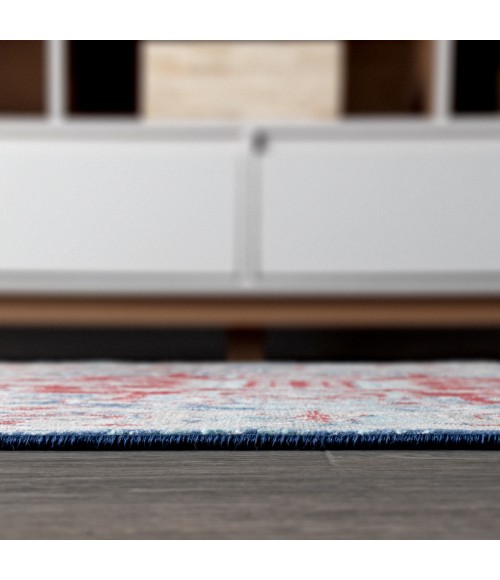 MODERN PERSIAN Area Rug Modern Vintage Medallion Red/Navy 3 ft. x 5 ft. Area Rug