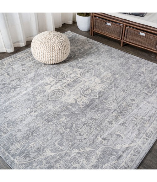 MODERN PERSIAN Area Rug Modern Vintage Medallion Gray 5' Square Area Rug