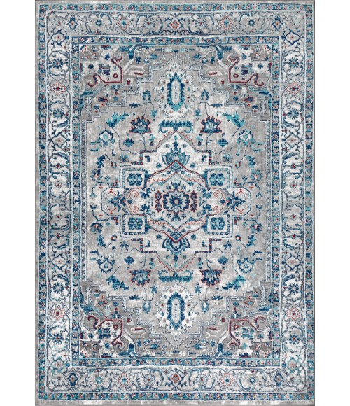MODERN PERSIAN Area Rug Modern Vintage Medallion Light Grey/Blue 3 ft. x 5 ft. Area Rug