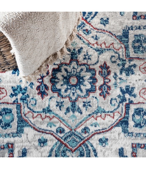 MODERN PERSIAN Area Rug Modern Vintage Medallion Light Grey/Blue 3 ft. x 5 ft. Area Rug