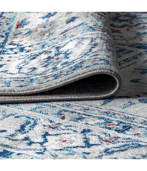 MODERN PERSIAN Area Rug Modern Vintage Medallion Light Grey/Blue 3 ft. x 5 ft. Area Rug