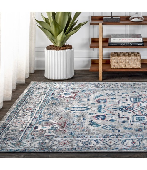 MODERN PERSIAN Area Rug Modern Vintage Medallion Light Grey/Blue 3 ft. x 5 ft. Area Rug