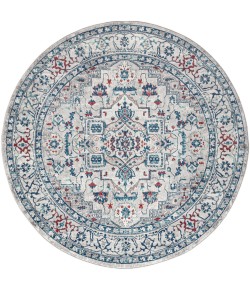 Jonathany Modern Persian MDP105A Light Gray/Blue Area Rug 5 ft. X 5 ft. Round