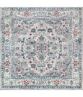 MODERN PERSIAN Area Rug Modern Vintage Medallion Light Gray/Blue 6' Square Area Rug