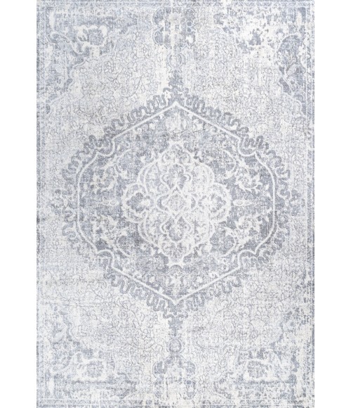 MODERN PERSIAN Area Rug Modern Vintage Medallion Gray/Ivory 8 ft. x 10 ft. Area Rug