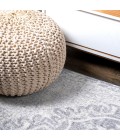 MODERN PERSIAN Area Rug Modern Vintage Medallion Gray/Ivory 8 ft. x 10 ft. Area Rug