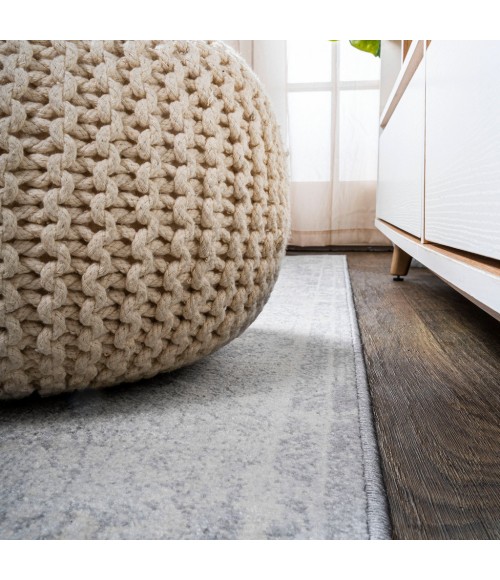 MODERN PERSIAN Area Rug Modern Vintage Medallion Gray/Ivory 5' Square Area Rug