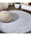 MODERN PERSIAN Area Rug Modern Vintage Medallion Gray/Ivory 5' Round Area Rug