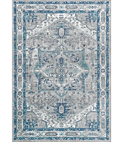 MODERN PERSIAN Area Rug Modern Vintage Medallion Grey/Blue 3 ft. x 5 ft. Area Rug