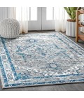 MODERN PERSIAN Area Rug Modern Vintage Medallion Grey/Blue 3 ft. x 5 ft. Area Rug