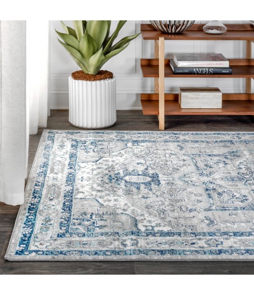 MODERN PERSIAN Area Rug Modern Vintage Medallion Grey/Blue 3 ft. x 5 ft. Area Rug