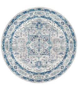 Jonathany Modern Persian MDP106A Light Grey/Blue Area Rug 6 ft. 7 in. X 6 ft. 7 in. Round