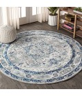 MODERN PERSIAN Area Rug Modern Vintage Medallion Light Grey/Blue 6' Round Area Rug