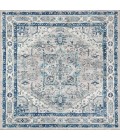 Modern  Vintage Medallion Light Grey/Blue 6' Square Area Rug
