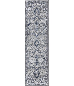 Jonathany Modern Persian MDP106B Light Grey/Navy Area Rug 2 ft. 3 in. X 8 ft. Runner