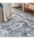 MODERN PERSIAN Area Rug Modern Vintage Medallion Light Grey/Navy 8 ft. x 10 ft. Area Rug