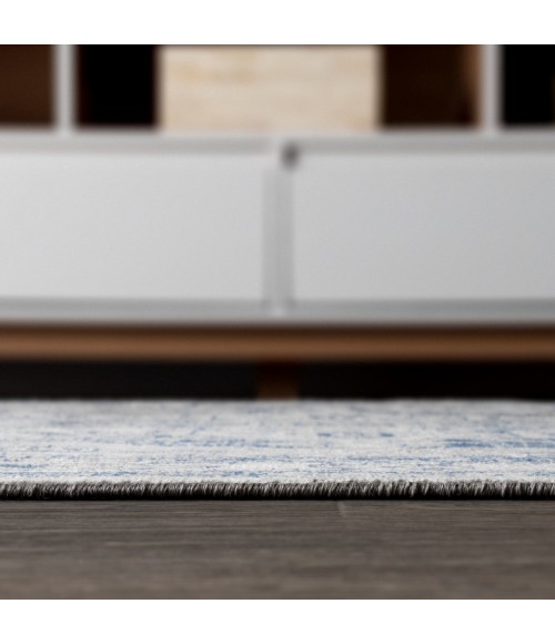 MODERN PERSIAN Area Rug Modern Vintage Medallion Light Grey/Navy 8 ft. x 10 ft. Area Rug