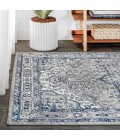 MODERN PERSIAN Area Rug Modern Vintage Medallion Light Grey/Navy 8 ft. x 10 ft. Area Rug