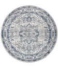 MODERN PERSIAN Area Rug Modern Vintage Medallion Light Grey/Navy 6' Round Area Rug
