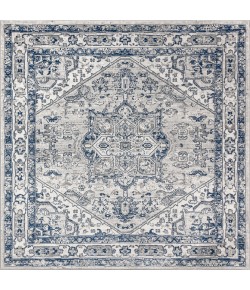 Jonathany Modern Persian MDP106B Light Grey/Navy Area Rug 5 ft. X 5 ft. Square