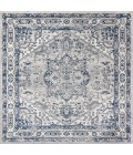 MODERN PERSIAN Area Rug Modern Vintage Medallion Light Grey/Navy 6' Square Area Rug