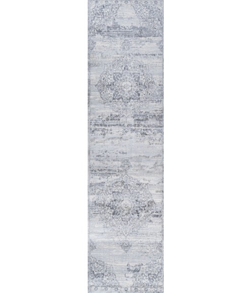MODERN PERSIAN Area Rug Modern Vintage Medallion Light Gray/Ivory 2 ft. x 8 ft. Runner Rug