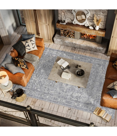 MODERN PERSIAN Area Rug Modern Vintage Medallion Light Gray/Ivory 3 ft. x 5 ft. Area Rug